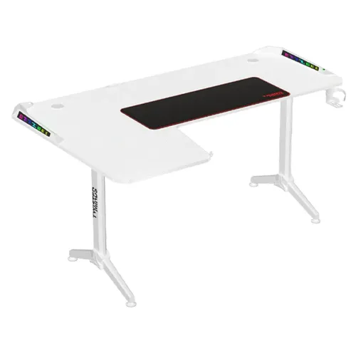 Twisted Minds WARRIOR L Shaped Gaming Desk RGB Left White - TM-Y-LW-RGB