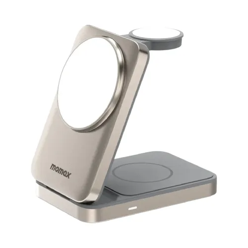Momax 1-Charge Q.Port 3-in-1 Foldable Qi2 15W Magnetic Wireless Charging Stand - Titanium