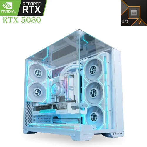 GAMING PC – LIAN LI 011 | Ryzen 7 9800X3D | RTX 5080 16GB | 2TB SSD | 32GB RAM – White Edition