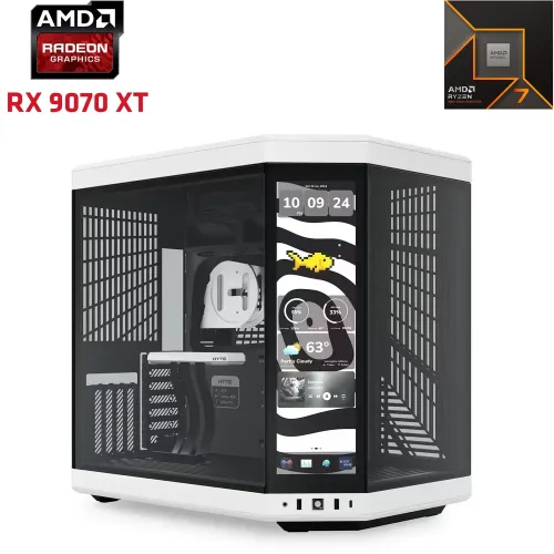 HYTE Y70 Gaming PC – AMD Ryzen 7 9800X3D | RX 9070 XT 16GB | 32GB RAM | 2TB SSD – PANDA Edition