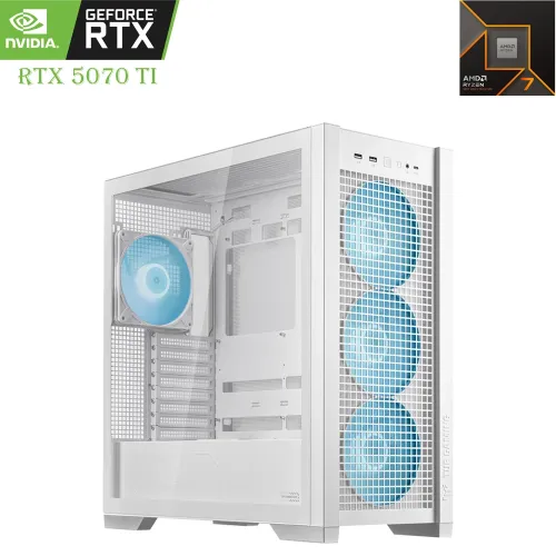ASUS TUF Gaming PC – Ryzen 7 9800X3D | RTX 5070 Ti 16GB | 32GB DDR5 | 2TB SSD – White Edition