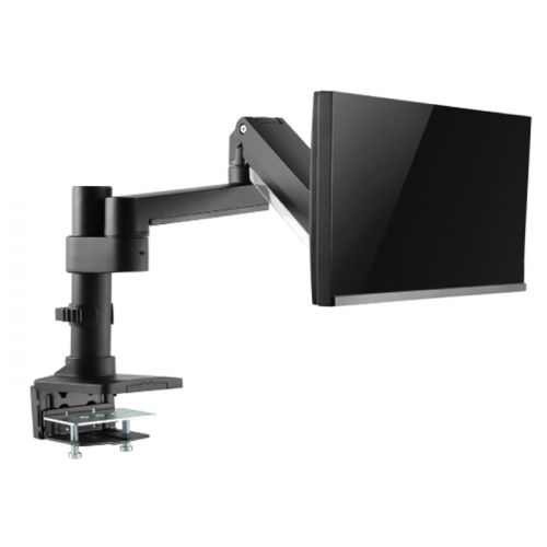 GAMEON GO-2083 Pole-Mounted Aluminum Heavy-Duty Spring-Assisted Single Monitor Arm For Gaming And Office Use, 17" - 49", Flat Monitor Up To 18 KG & Curve Monitor Up To 14 KG, Black