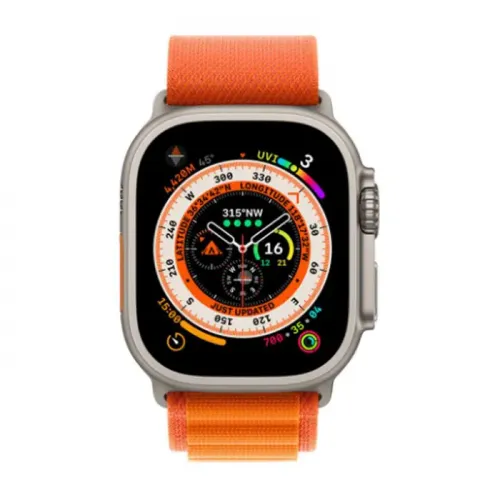 Apple Watch Ultra, 49mm, Titanium Case, Orange Alpine Loop - Small (GPS + Cellular)