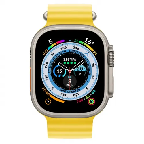 Apple Watch Ultra, 49mm, Titanium Case, Yellow Ocean Band, (GPS+Cellular) - One Size