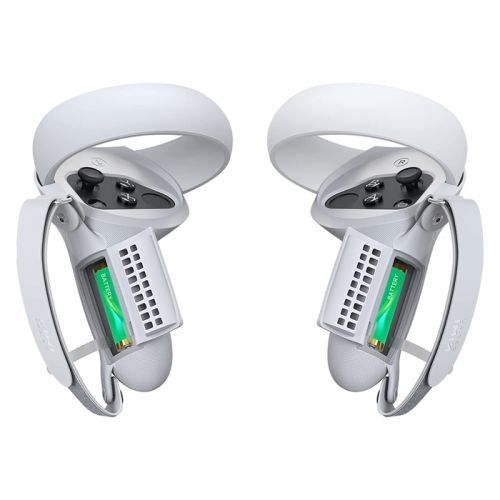 KIWI design Controller Grips Cover Accessories for Meta/Oculus Quest 2 with Battery Opening, Protector with Knuckle Straps(White)