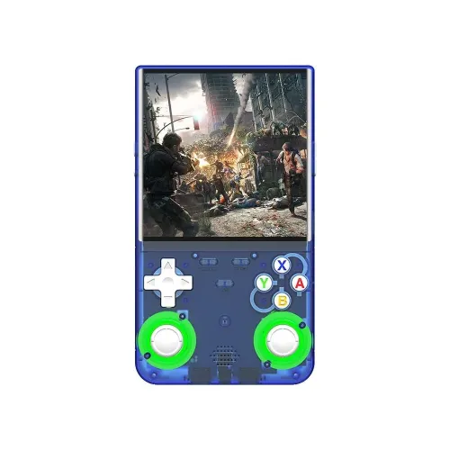 R36 Ultra Retro Handheld Game Console with 64GB - Transparent Blue