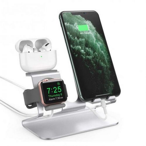 Ahastyle St05 3In1 Aluminium Stand For Smart Phone/Apple Watch/Airpods - Silver