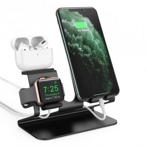 Ahastyle St05 3In1 Aluminium Stand For Smart Phone/Apple Watch/Airpods - Black