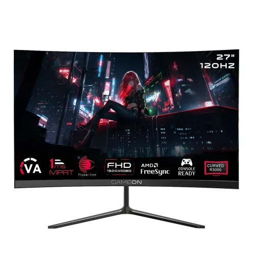 GAMEON GOC27F120VA Pro Series 27" FHD, 120Hz, MPRT 1ms, HDMI 2.1, VA Panel Curved Gaming Monitor (Supports PS5) - Black