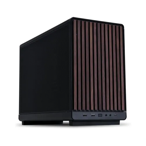 LIAN LI A3 DAN Micro ATX Gaming PC Case - Black/Wooden Panel