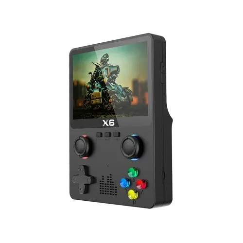 X6 HD 3.5-Inch Screen Handheld Game Console Built-in Video Games Machine with Dual Joystick Design - Black