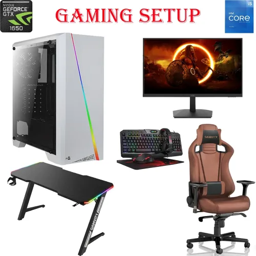 Aerocool Cylon Intel Core I5-11th Gen Gtx 1650 Gaming Pc With Monitor / Chair / Desk And Gaming Kit Bundle