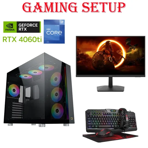 Xigmatek Intel Core i7 12th Gen RTX 4060 Ti Gaming PC Bundle – Monitor + RGB Gaming Kit