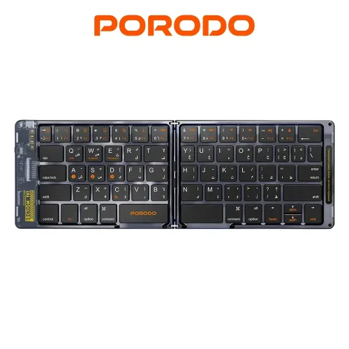 Porodo Crystal Shell Wireless Keyboard - Black (Arabic Key)