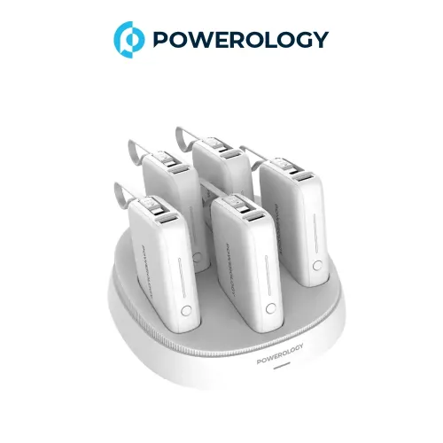 Powerology × 5 10000mAh Power Bank Station - White