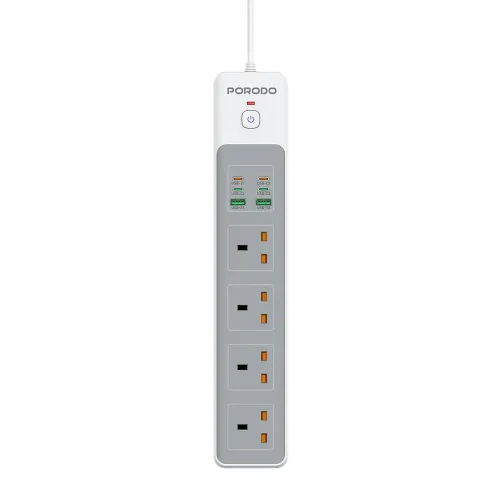 Porodo 4AC 65W 3000W Power Strip - White