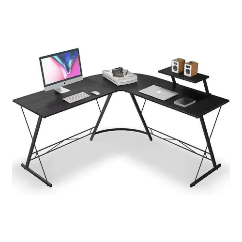 L-Shaped Corner Computer Desks Office Laptops Gaming Table for Home Use - Black