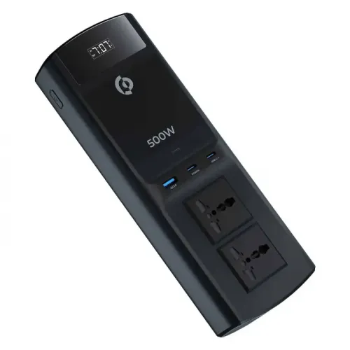 Powerology 500W Universal Multi-Port Car Inverter with Dual USB-C Output - Black
