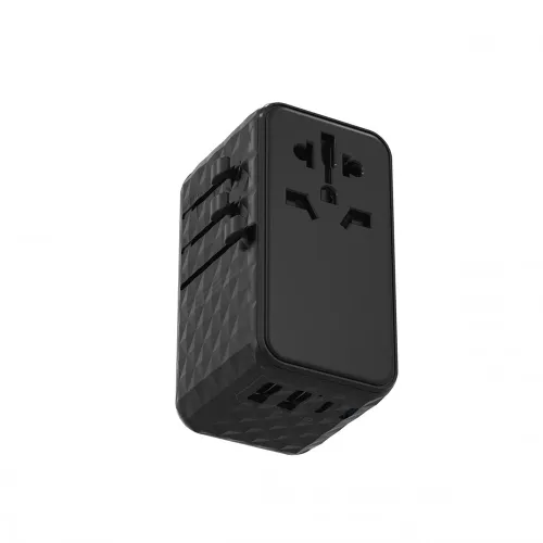 Powerology Universal Adapter 140w X2 Type C Port And X2 Usb A 15w Port - Black