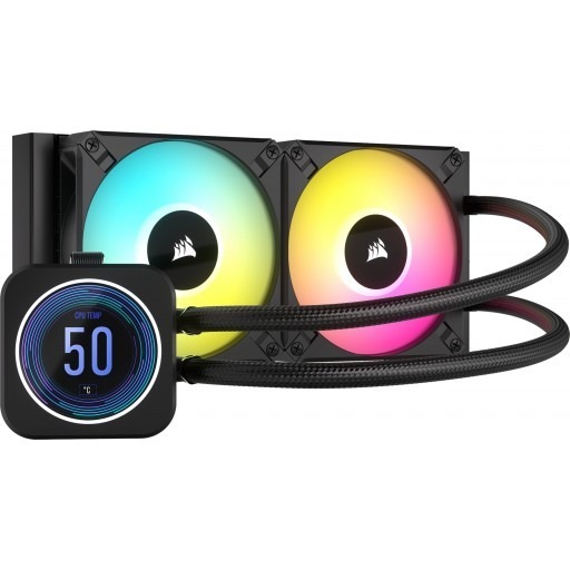 CORSAIR ICUE H100I ELITE RGB 240MM AIO CPU LIQUID COOLER WITH LCD XT DISPLAY - BLACK