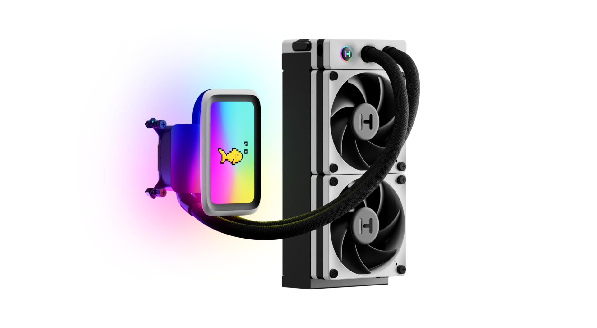 HYTE THICC Q60 240MM 5" IPS 720P DISPLAY AND 42 PIXEL QRGB ARRAY AIO LIQUID COOLER - BLACK
